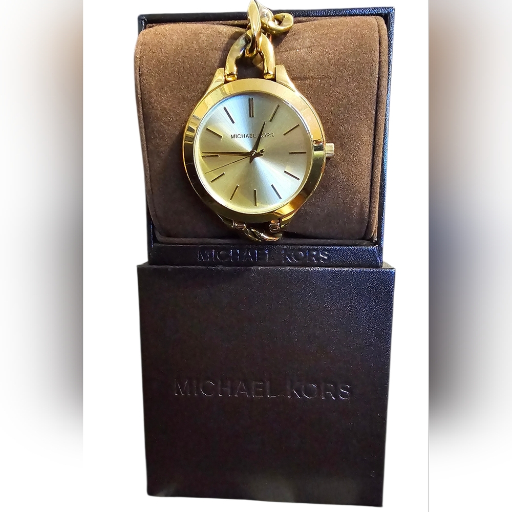 MICHAEL KORS Runway  Gold Dial Steel Strap Watch For Women MK-3222